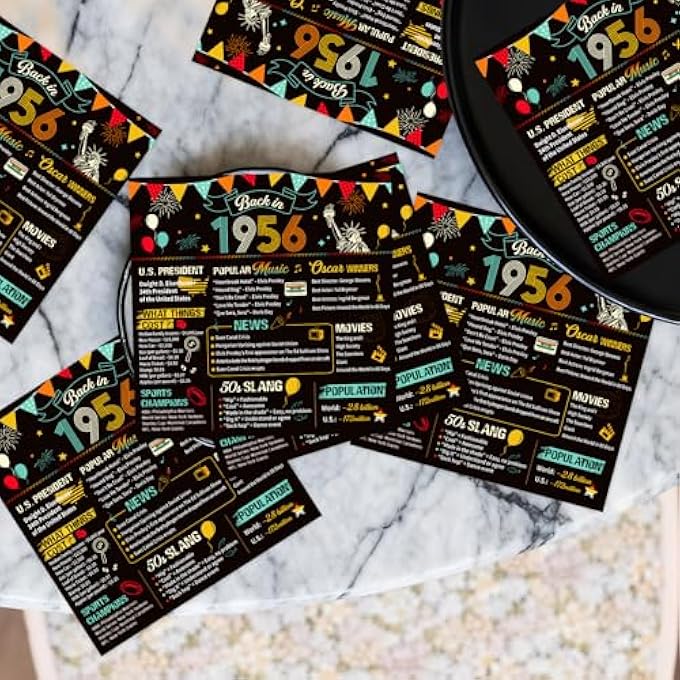 PACK OF 50 NAPKINS 70TH BIRTHDAY MAN WOMAN DECORATION 70TH BIRTHDAY NAPKINS BLACK GOLD FOR MEN AND WOMEN, 1956 PAPER HANDKERCHIEFS HANDKERCHIEFS PARTY DECORATION - Image 5